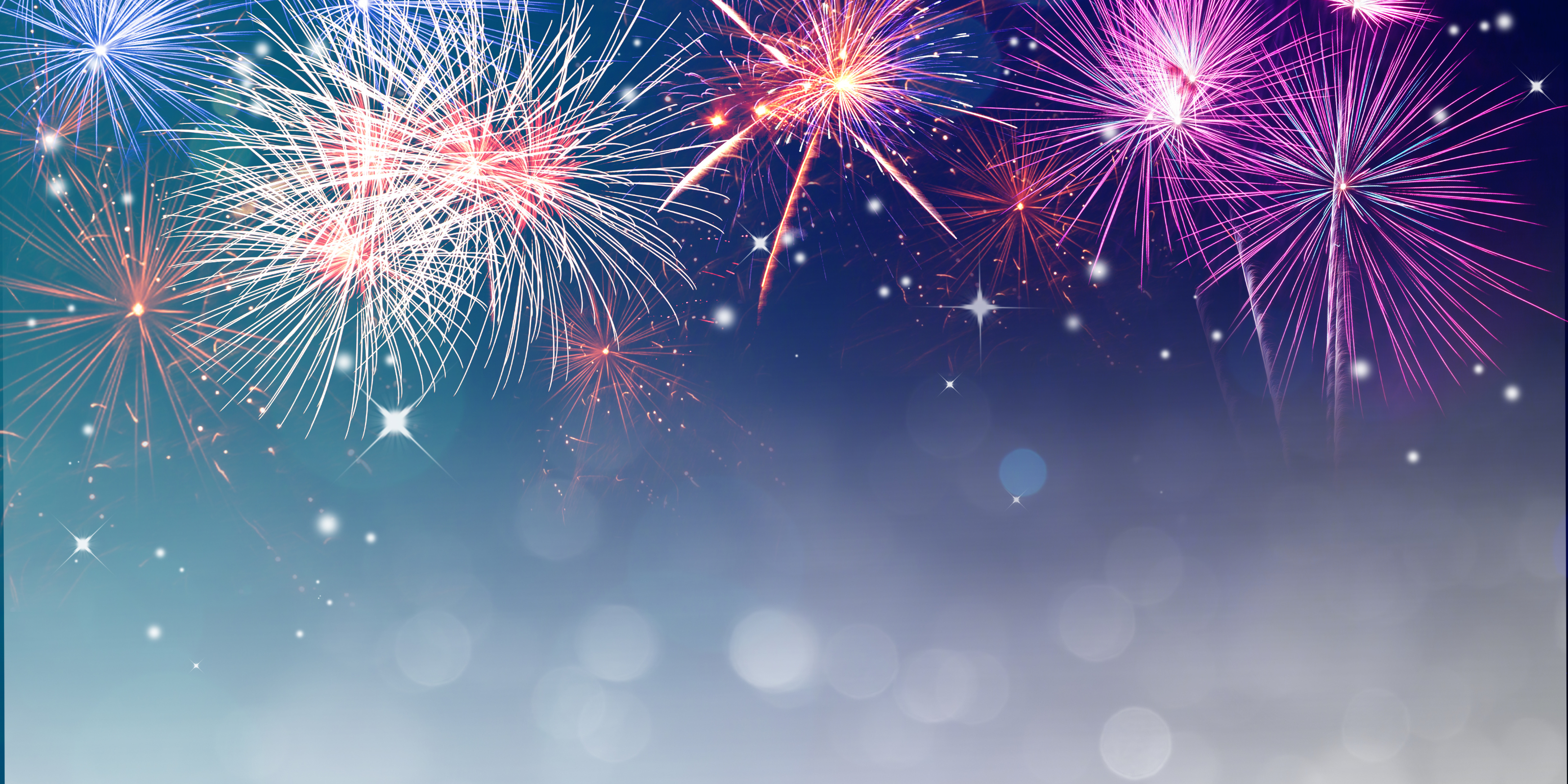 Fireworks on a blue background