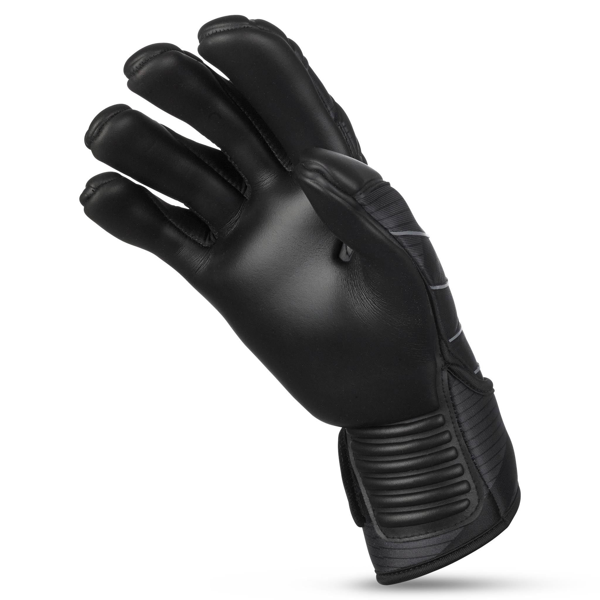 Goalkeeper glove with black and red backhand, black palm and Select logo on backhand. #color_black/red