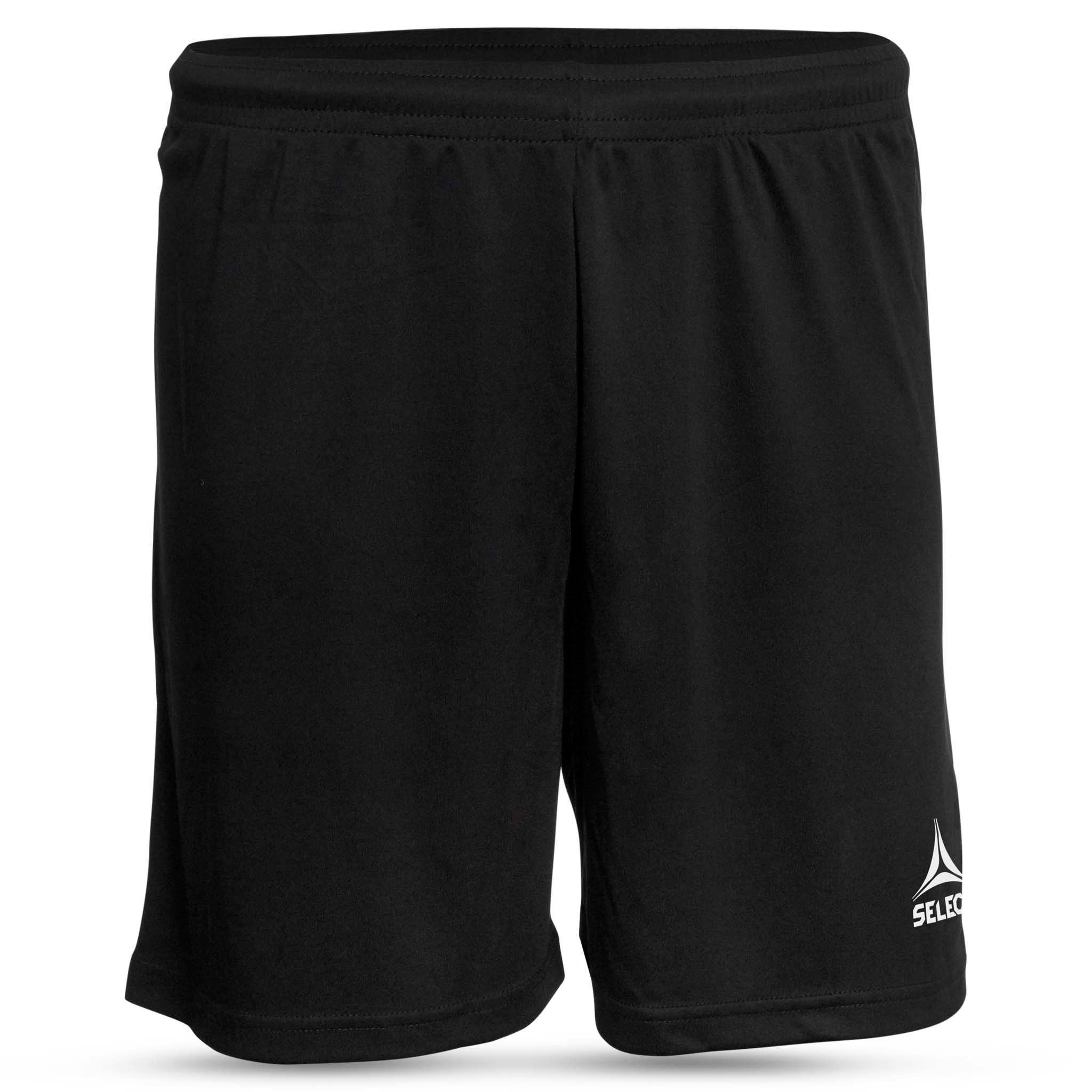 Black player soccer shorts with Select brand logo on a white background. Product name is Pisa Shorts #color_black