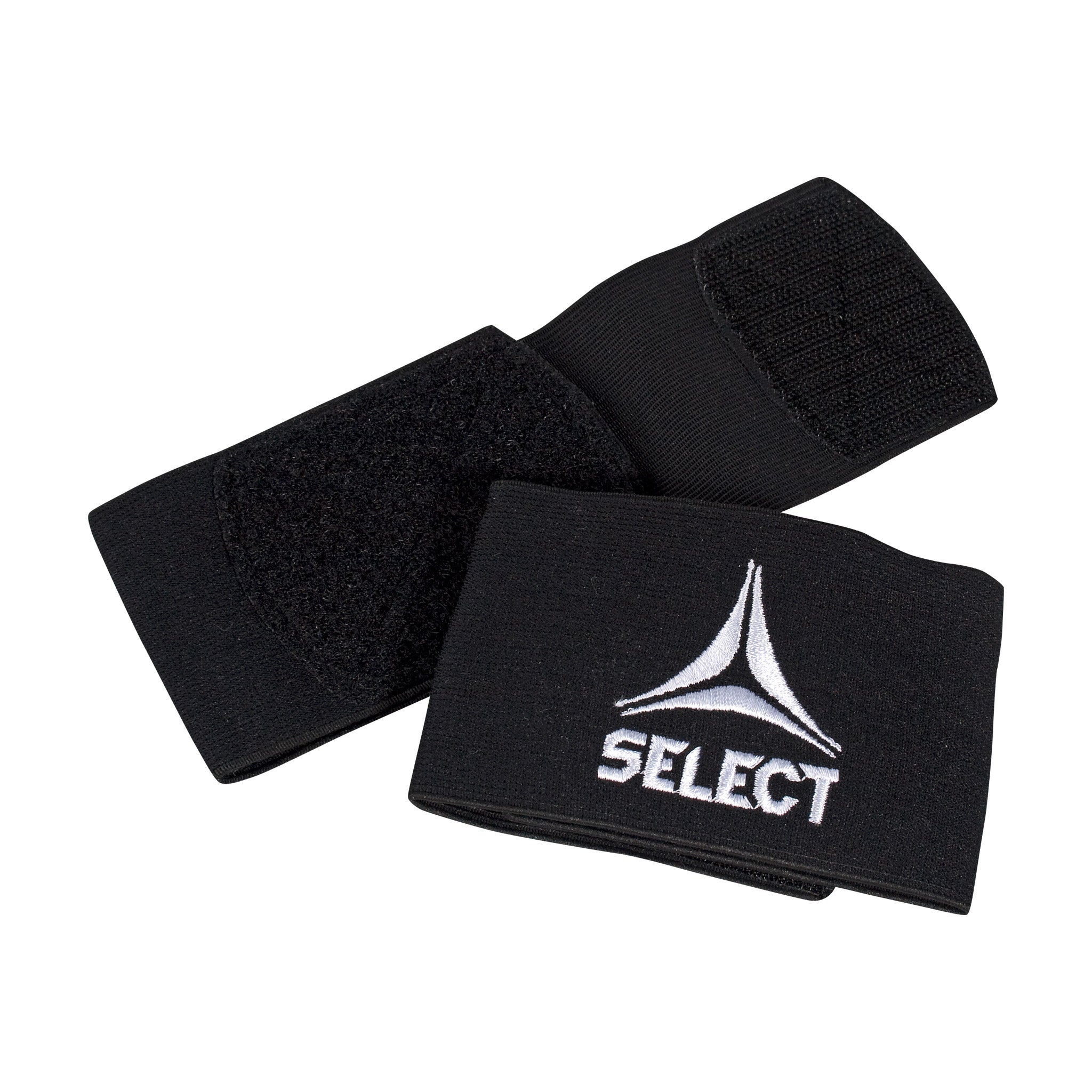 Black elastic and Velcro shin guard holder with Select branding