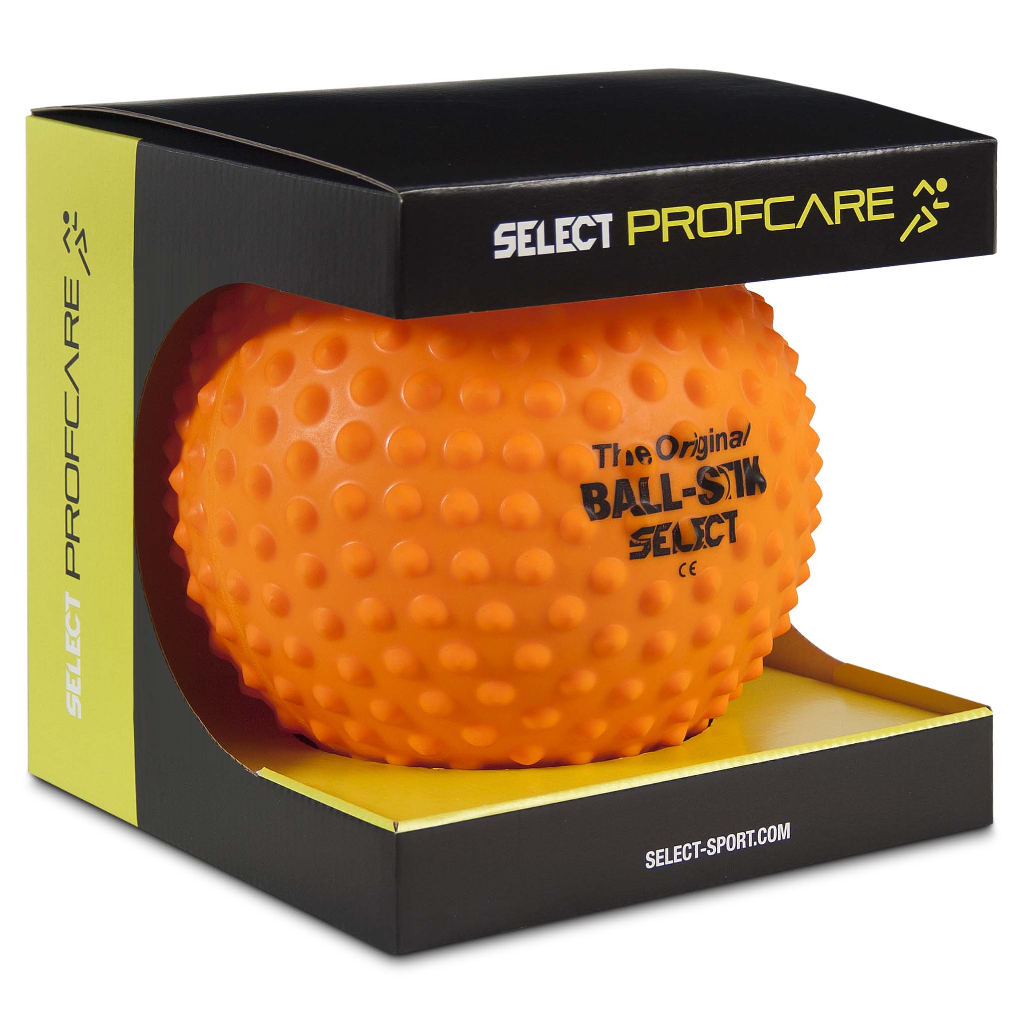 Large orange massage ball in a black and green box