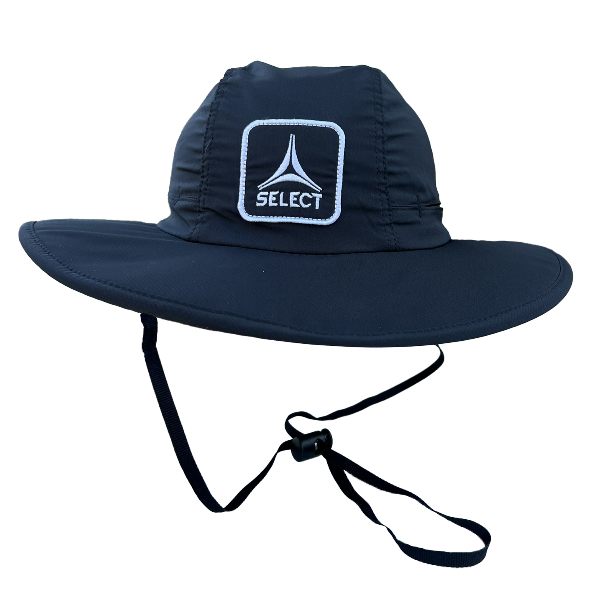 Black bucket hat with a 'Select' logo patch on the front #color_black