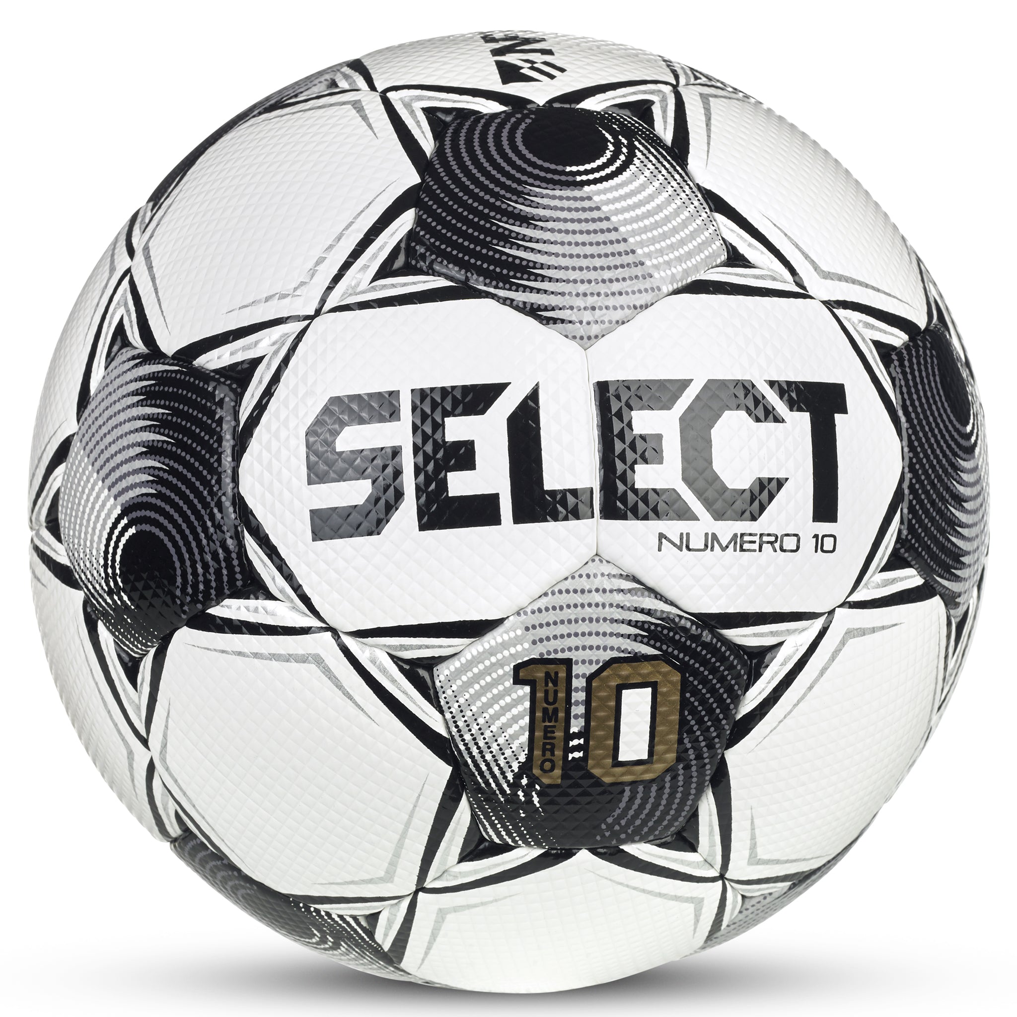 White soccer ball with black and silver accents and 'Select' branding. Approved for NFHS play #color_white/black