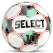 Numero 10 v25 soccer ball, front page, white with teal, coral and black design