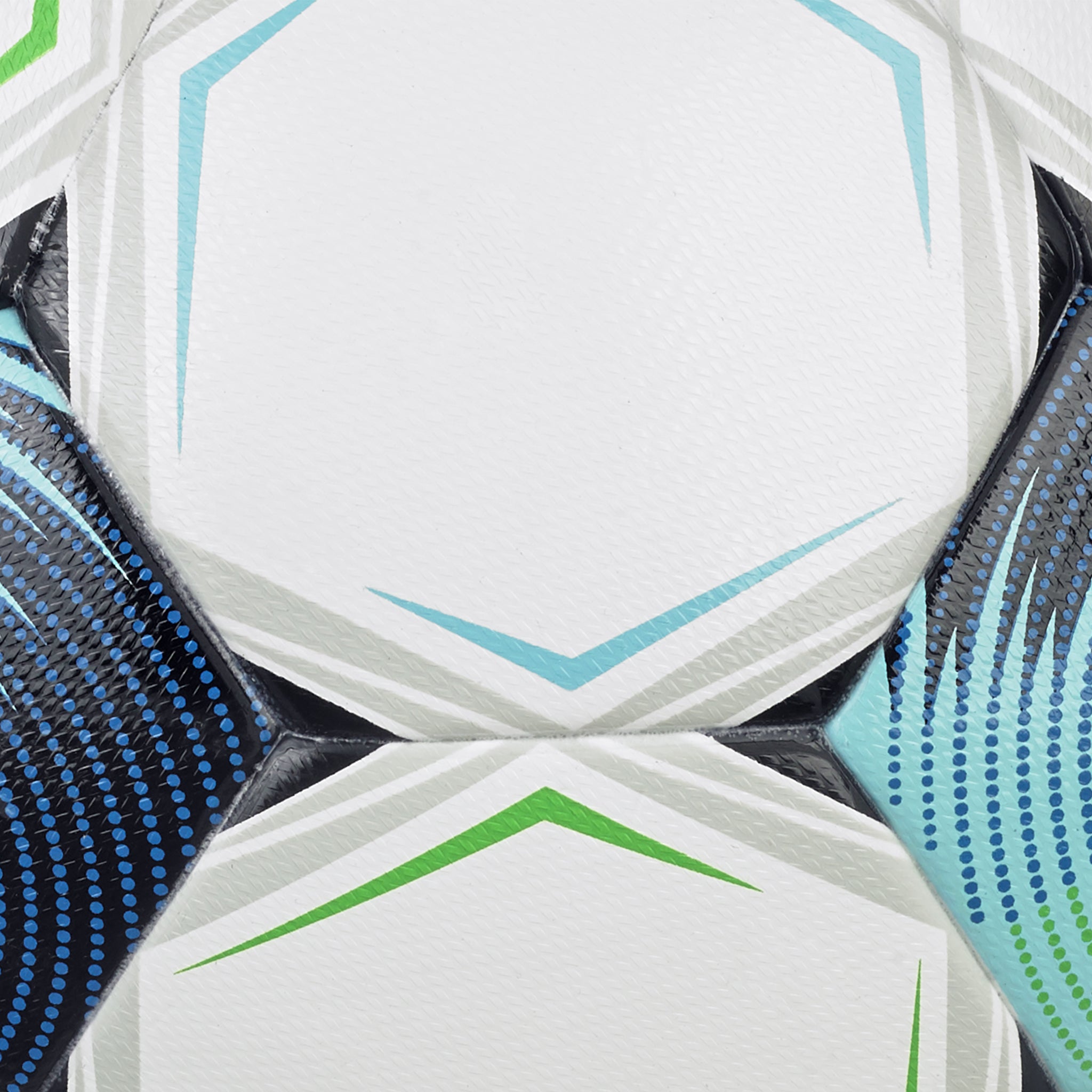 White soccer ball with navy, blue, and green accents and 'Select' branding. Approved for NFHS play #color_white/blue