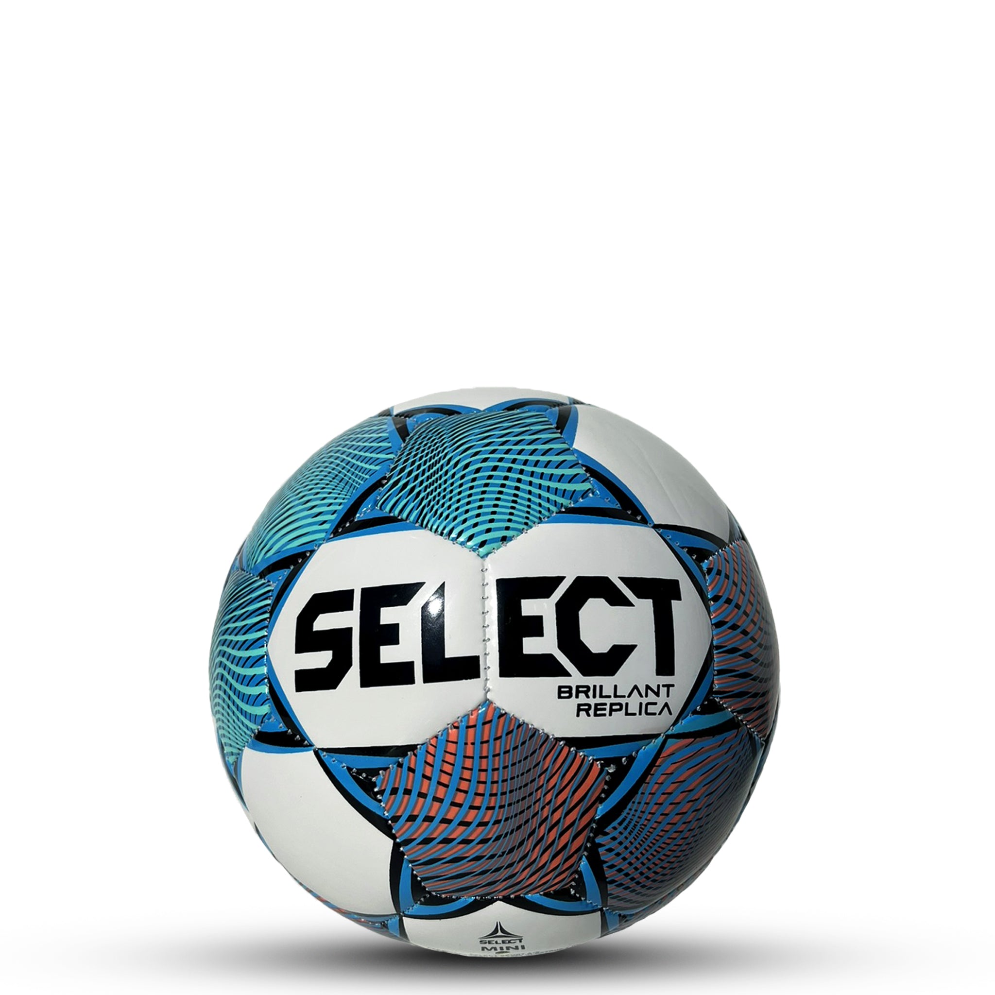 White soccer ball with blue, green, and pink wavy accents branded with the Select logo. Official replica mini ball for the USL #color_white/green