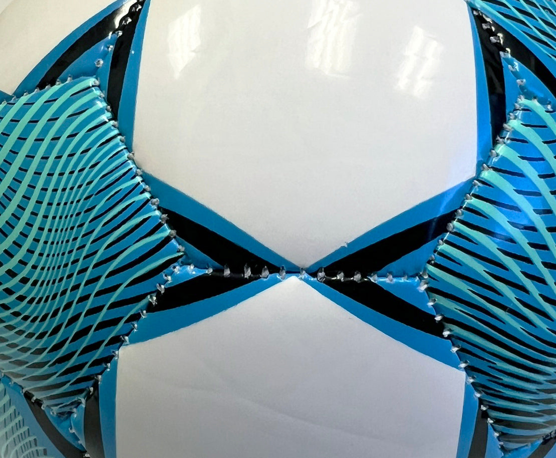 White soccer ball with blue, green, and pink wavy accents branded with the Select logo. Official replica mini ball for the USL #color_white/green