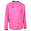 Pink longsleeve player jersey with black stripes along sides and 'Select' branding on chest #color_pink