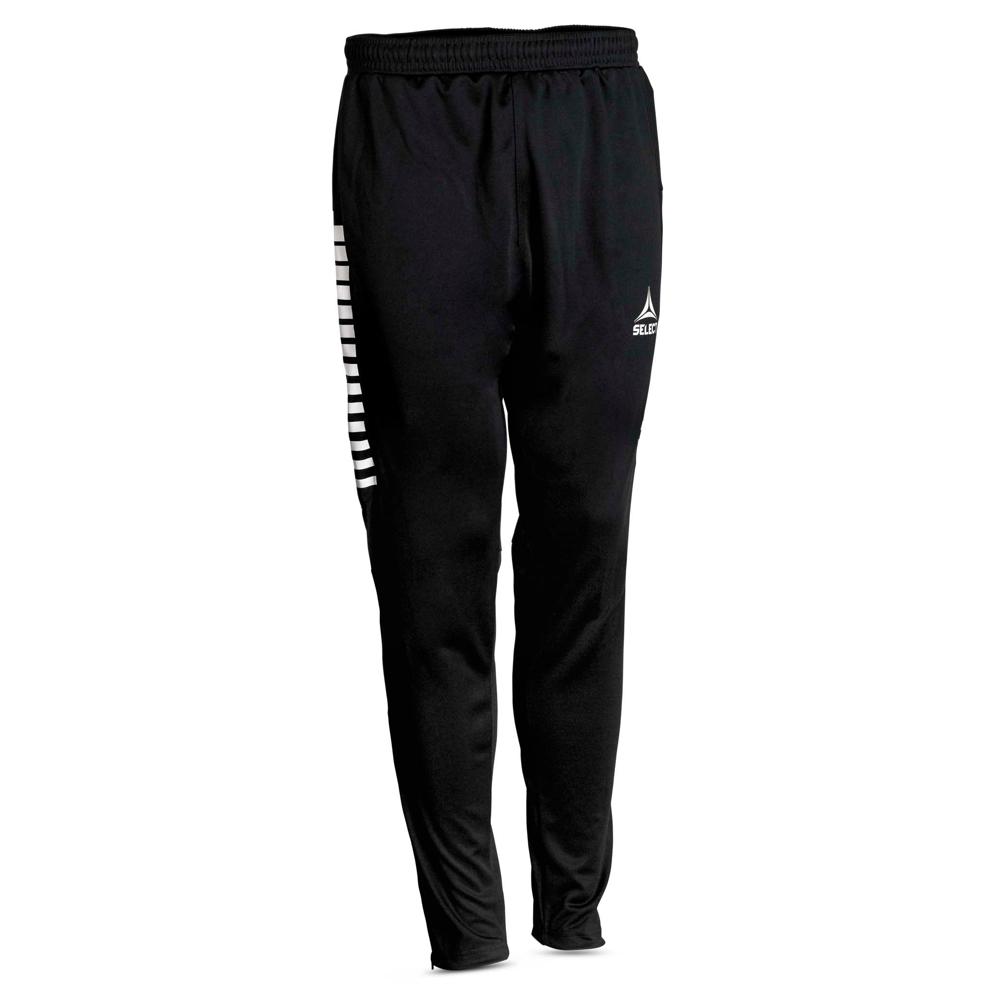 Black Training Pants with white stripes on side and 'Select' branding #color_black