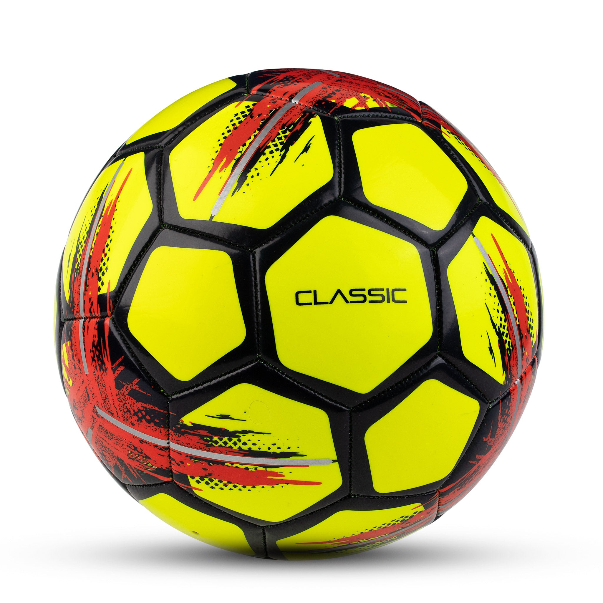 Yellow camp soccer ball #color_yellow/red/black