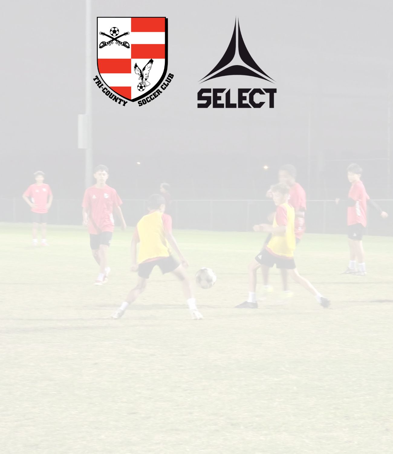 Soccer players wearing Select uniforms with logos for Tri-County Soccer Club and Select