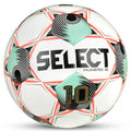 Numero 10 v25 soccer ball, front page, white with teal, coral and black design