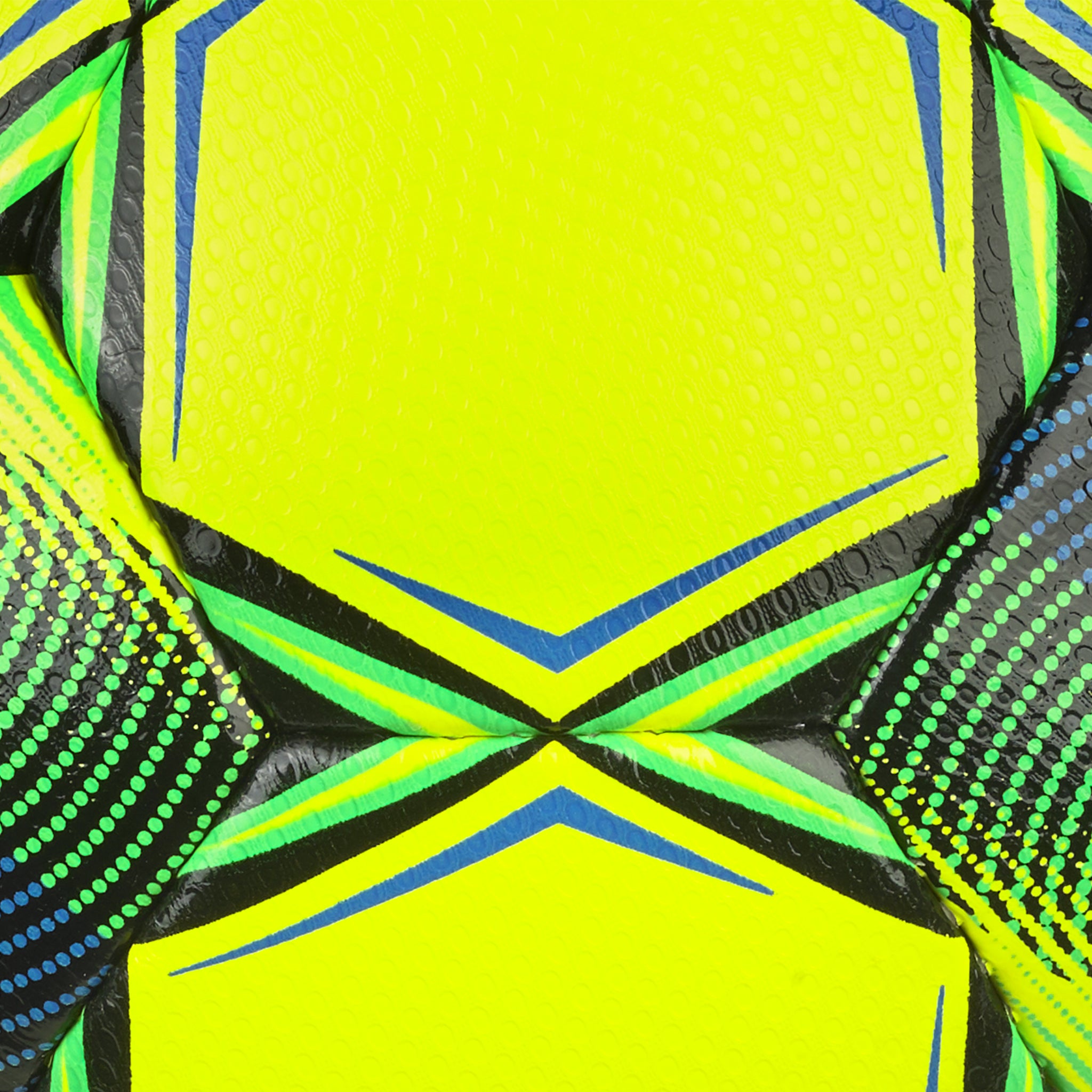 Yellow soccer ball with black, blue and green accents with 'Select' branding #color_yellow/green