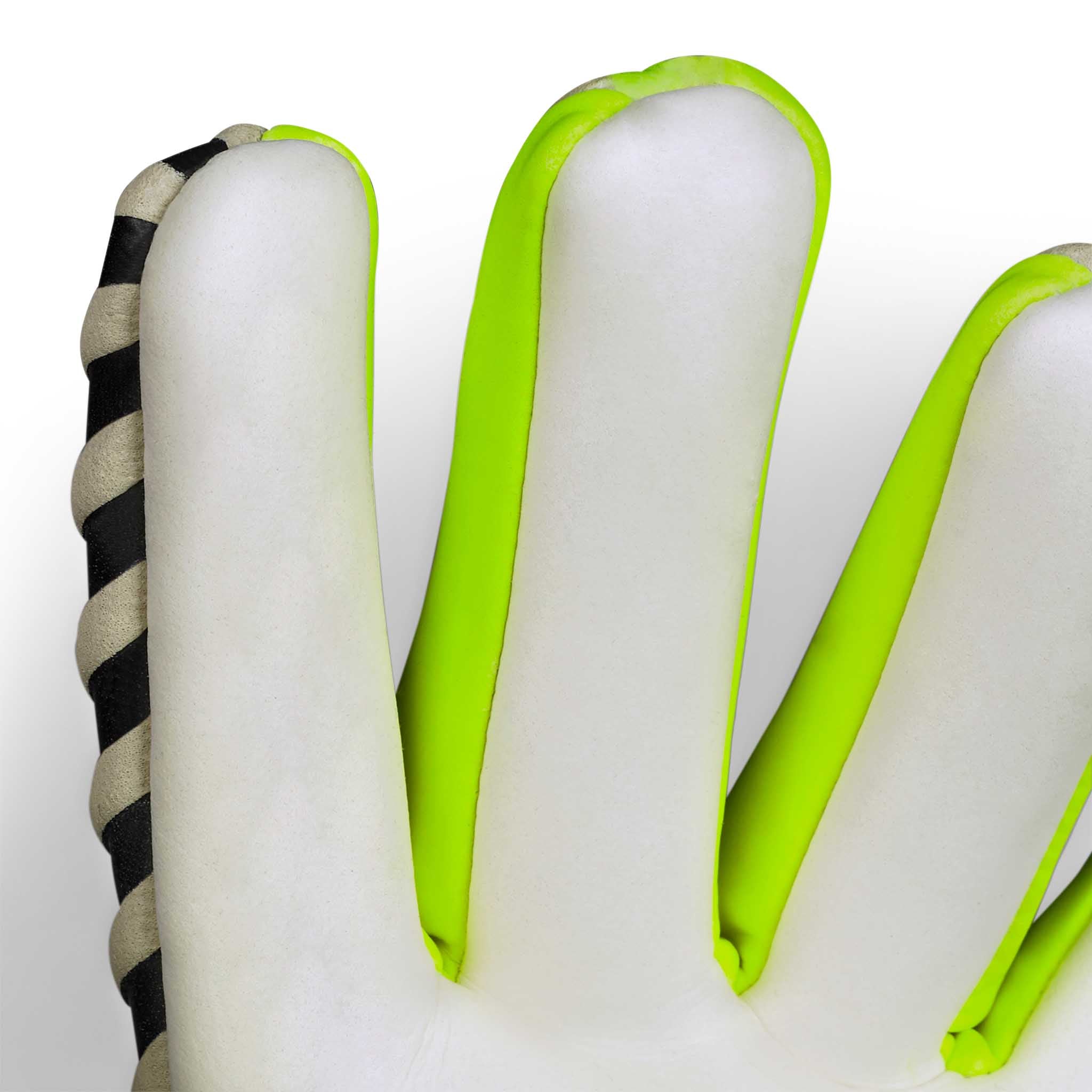 Adult goalkeeper glove with a white backhand and palm. Select logo on backhand. #color_white/white