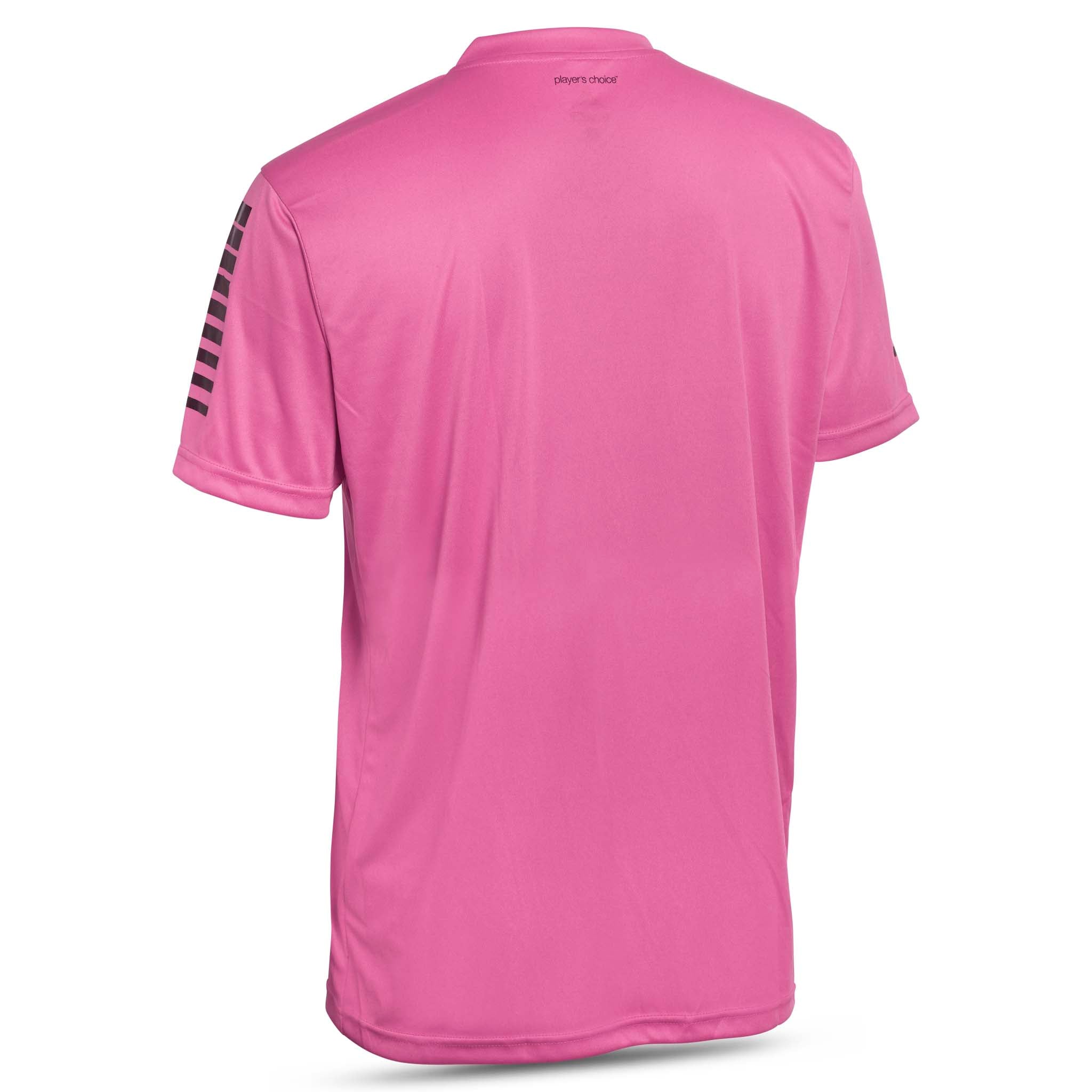 Pink short sleeve sports jersey with black stripes and Select brand logo on a white background. Product name is Pisa short sleeve jersey #color_ #color_pink #color_pink