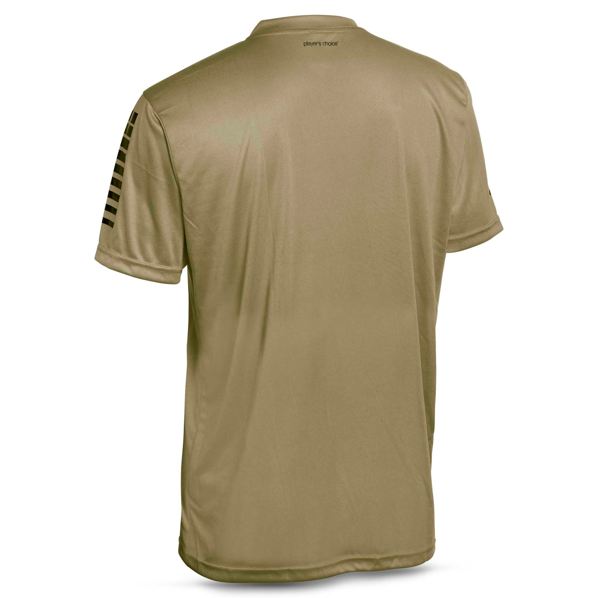 Gold short sleeve sports jersey with black stripes and Select brand logo on a white background. Product name is Pisa short sleeve jersey #color_ #color_gold