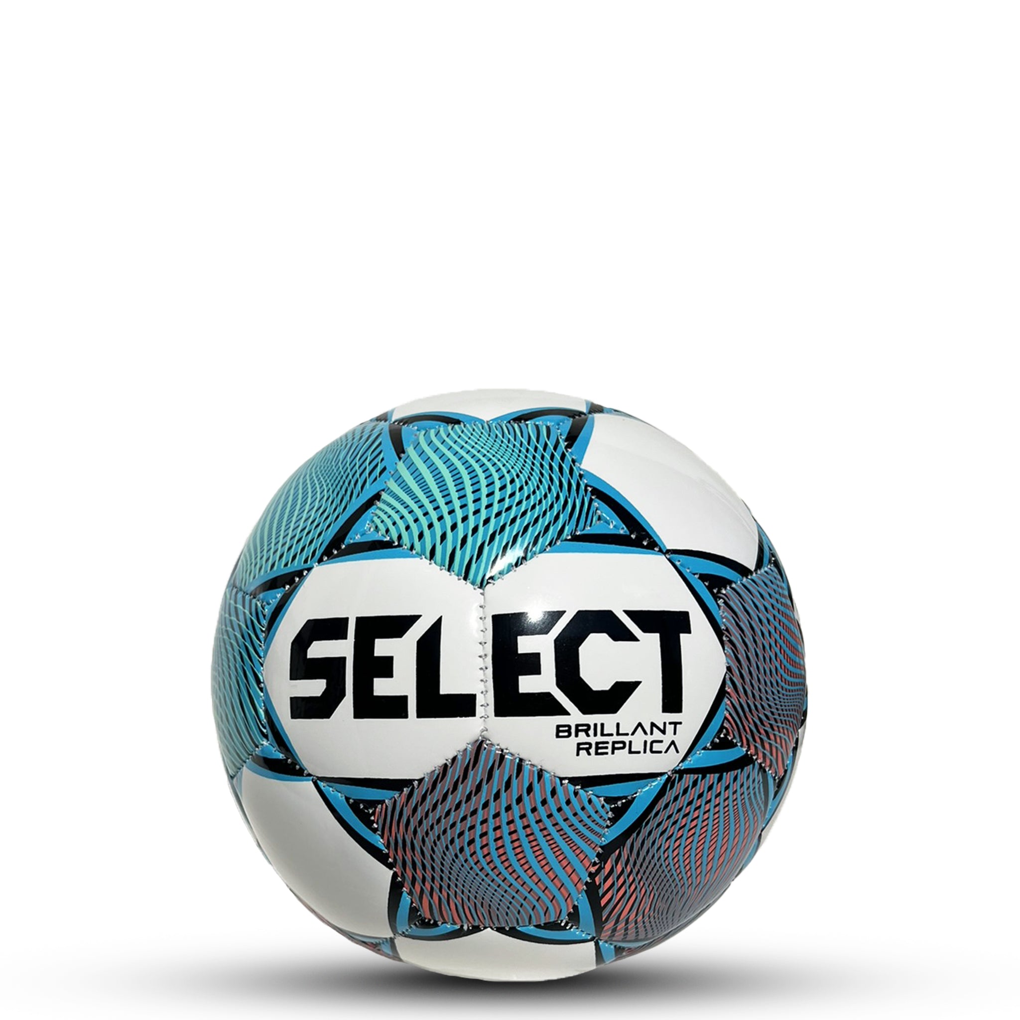 White soccer ball with blue, green, and pink wavy accents branded with the Select logo. Official replica mini ball for the USL #color_white/green