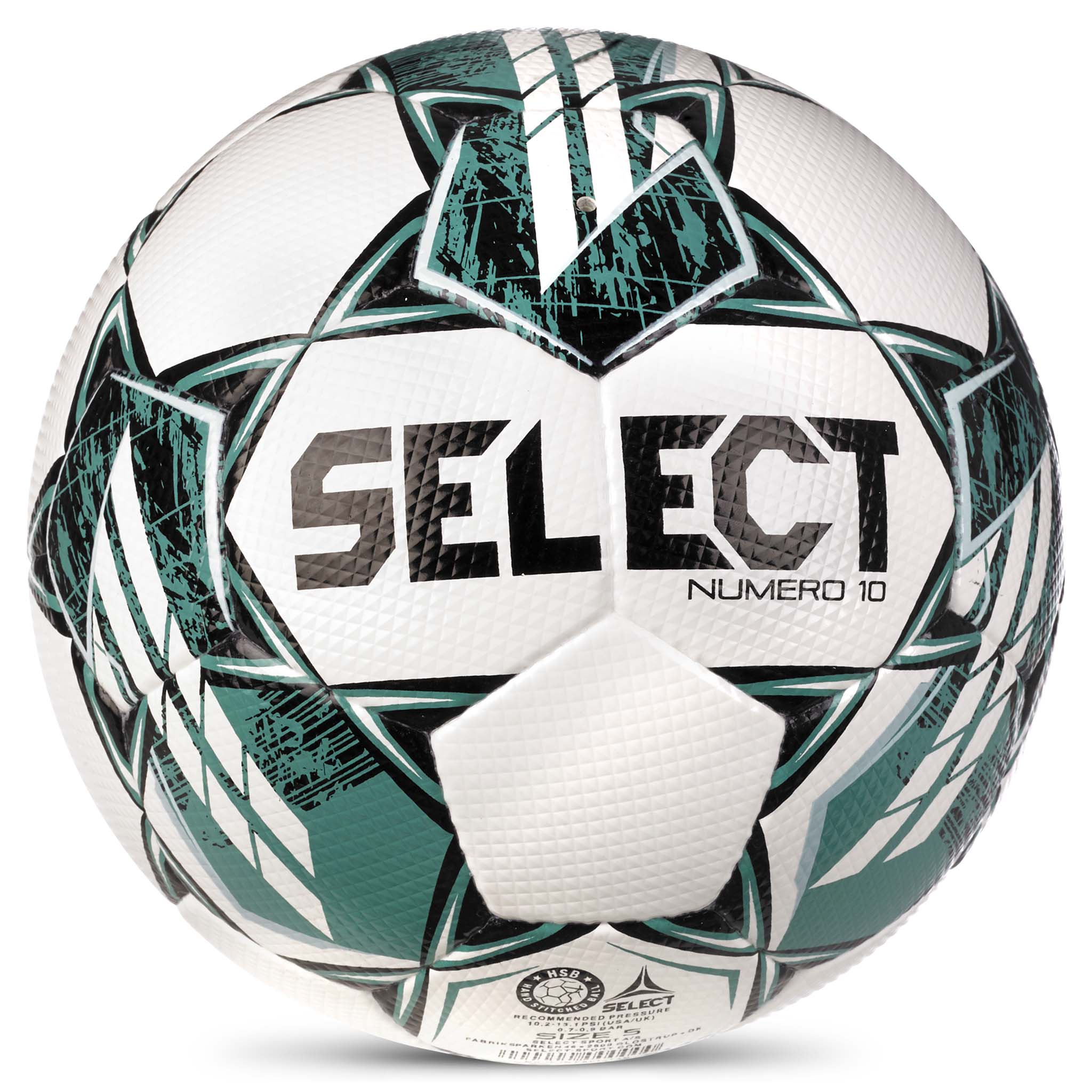 White soccer ball with green accents, Select branding #color_white/green