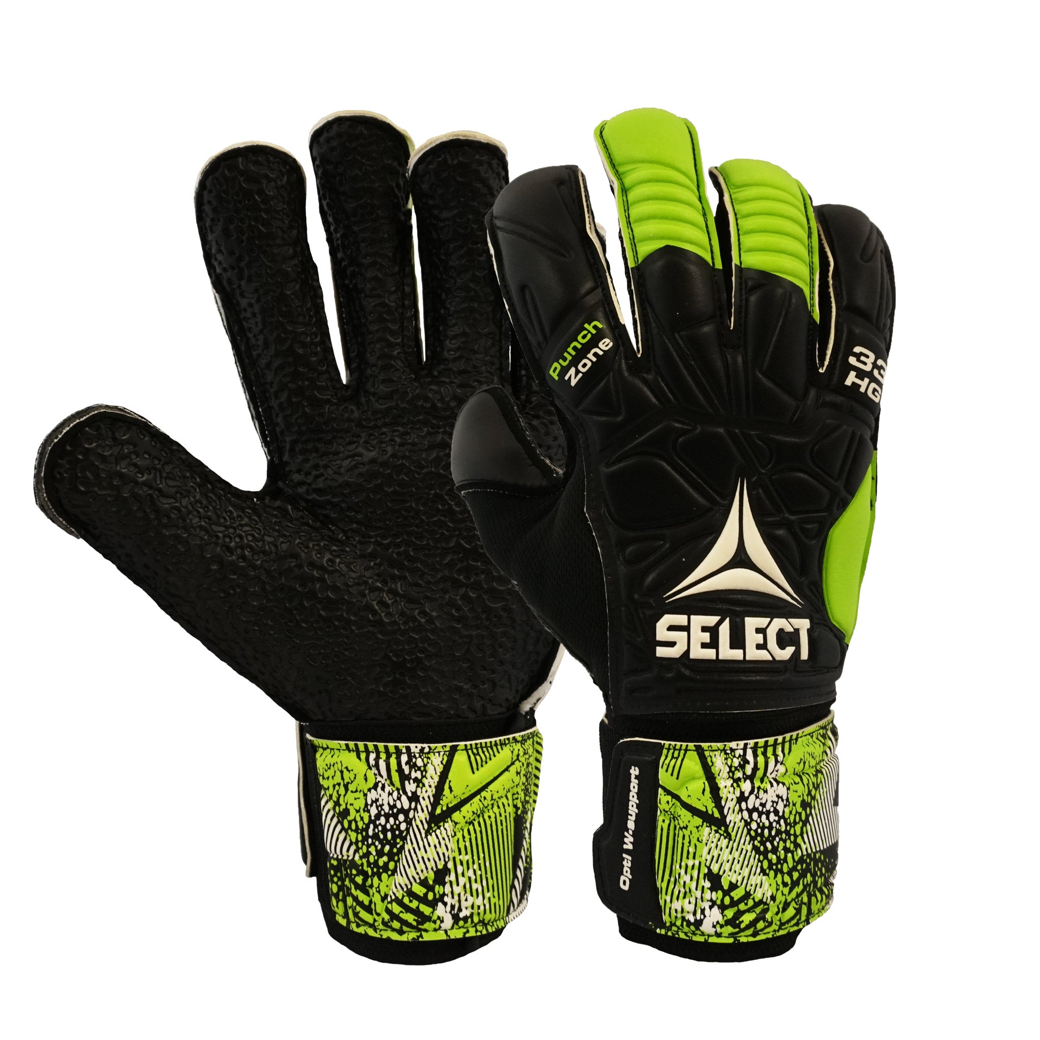 Black and green goalkeeper glove #color_black/limegreen