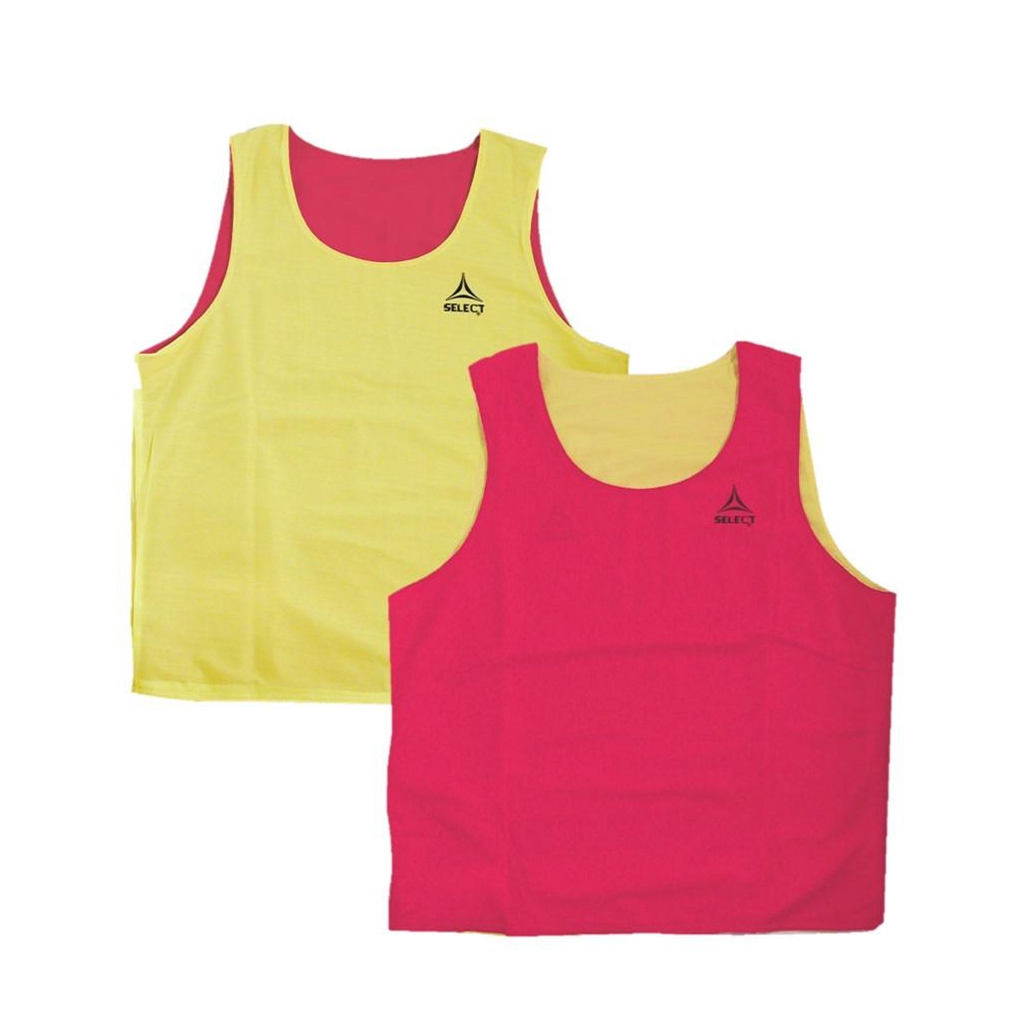 Reversible training bib in yellow and red #color_red/yellow