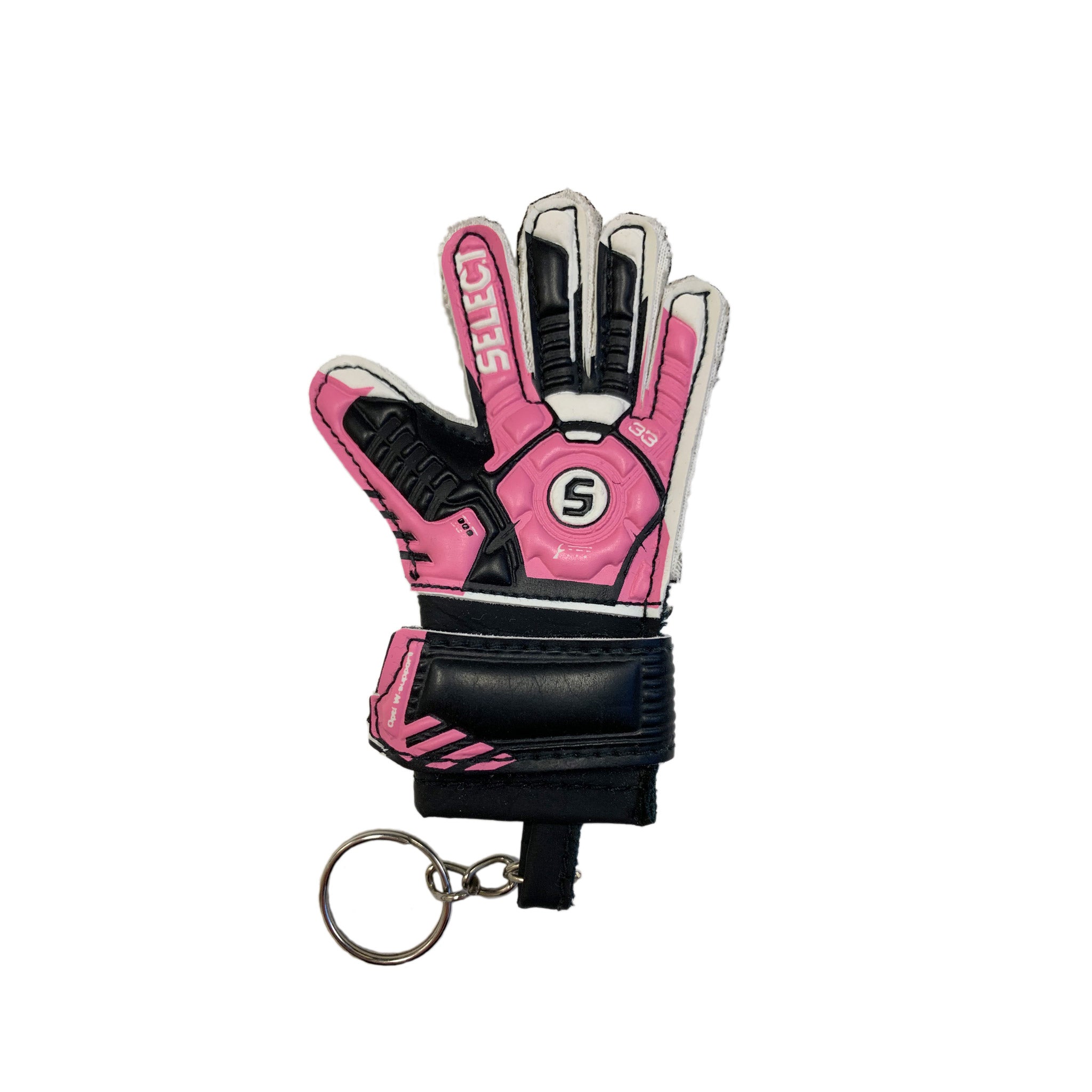 Pink goalkeeper glove keyring #color_pink/black