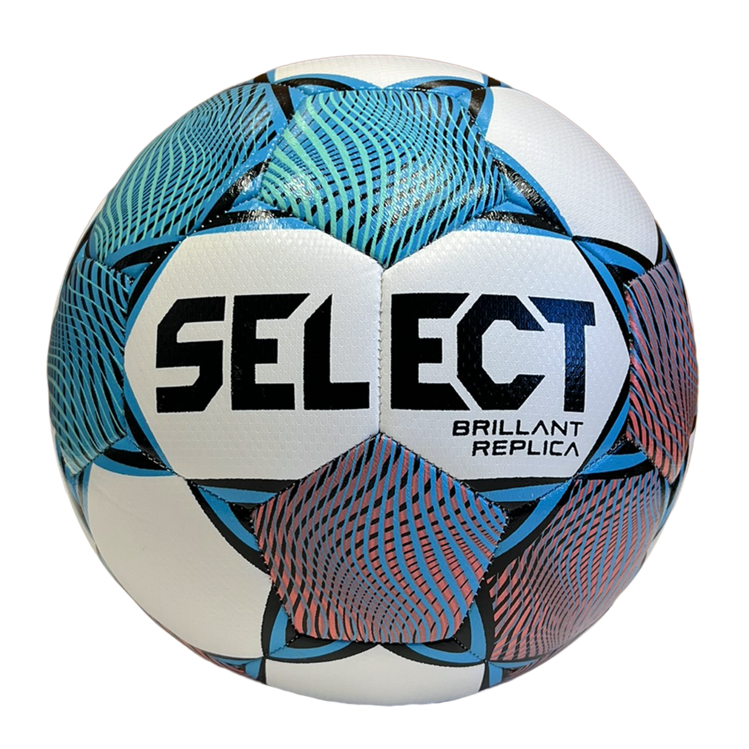 Colorful soccer ball with 'SELECT' branding on a white background